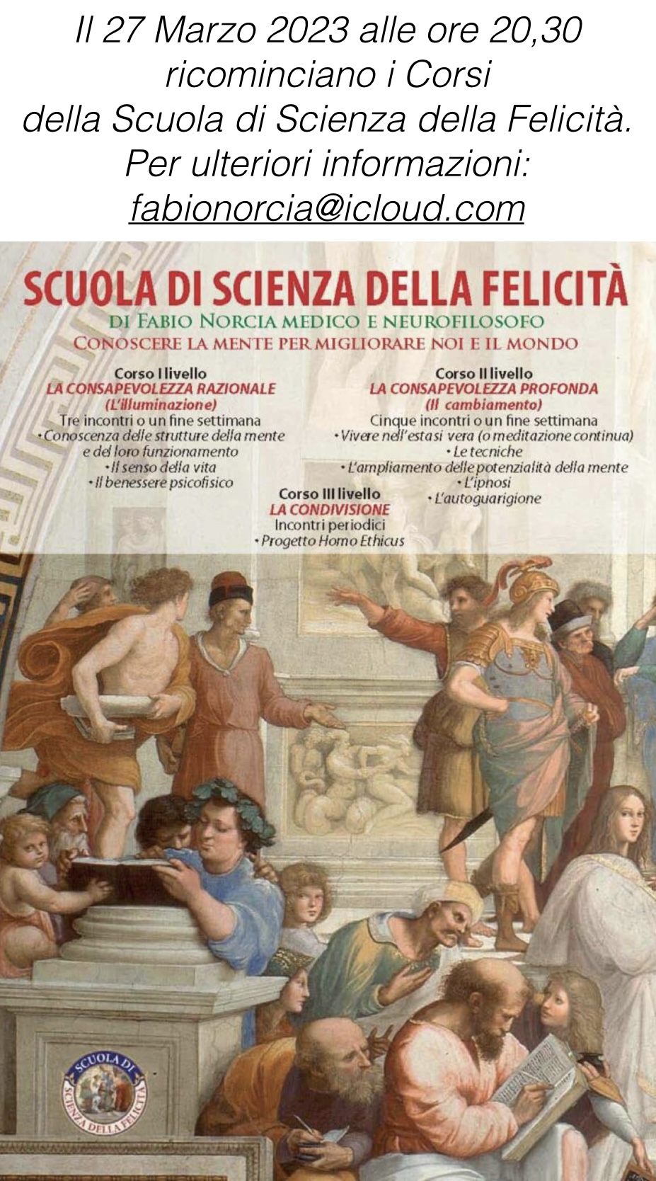 NUOVO CORSO DELLA SCUOLA DI SCIENZA DELLA FELICITÁ